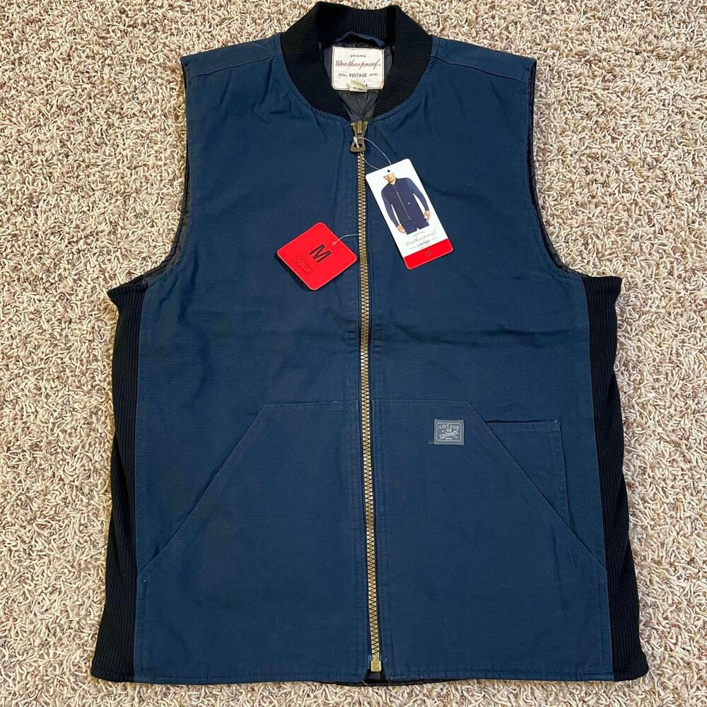 Weatherproof Vintage Men’s Utility Canvas Vest Navy, Size M (New)